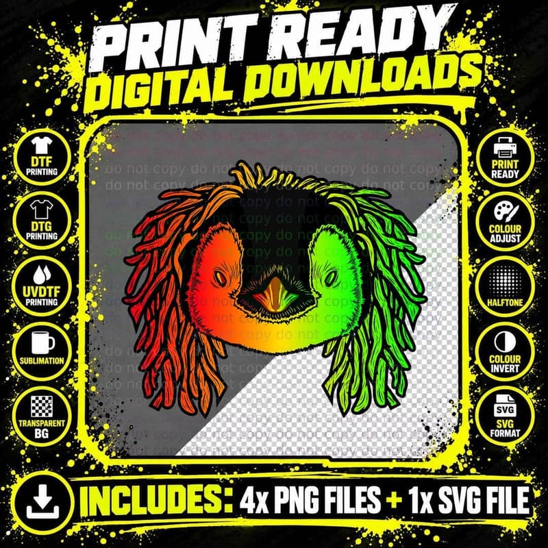 Reggae, Cool Penguin, Dreadlocks, Rastafarian T-Shirt Png SVG Digital Bundle