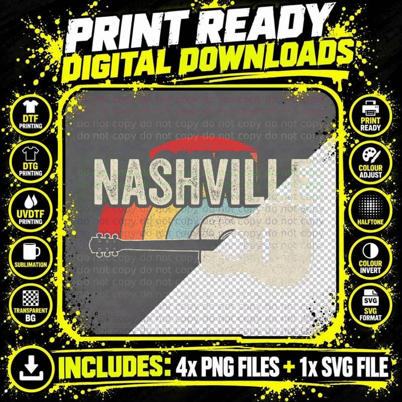 Retro Unique Country Music Lovers Nashville Musician Png SVG Digital Bundle