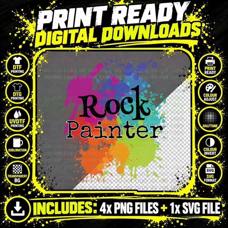 Rock Painting Splatter T Rock Painters Top T-Shirt Png SVG Digital Bundle