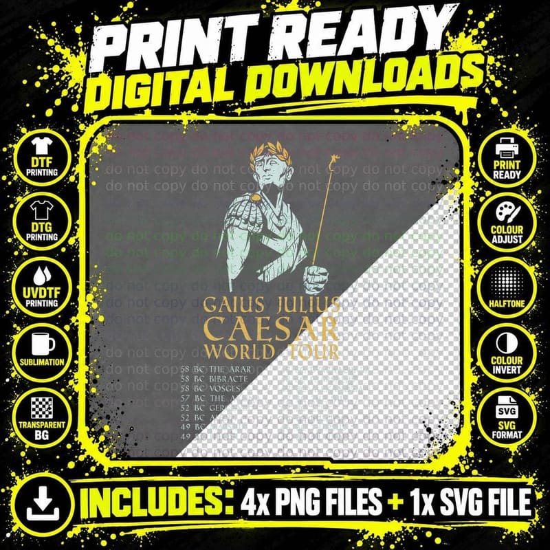 SPQR Ancient Roman Gaius Julius Caesar World Tour Png SVG Digital Bundle
