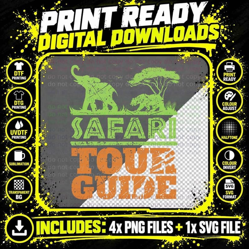 Safari Tour Guide T-Shirt, Animal Shirt, Africa T-Shirt Png SVG Digital Bundle