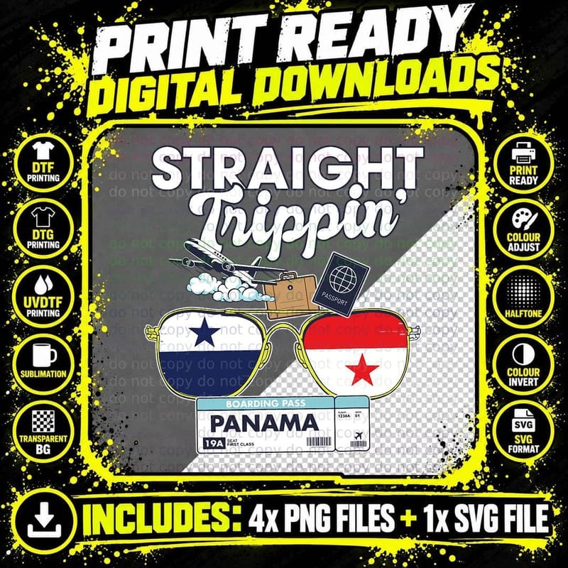 Straight Trippin' Panama Vacation Tour Travel Trip Png SVG Digital Bundle