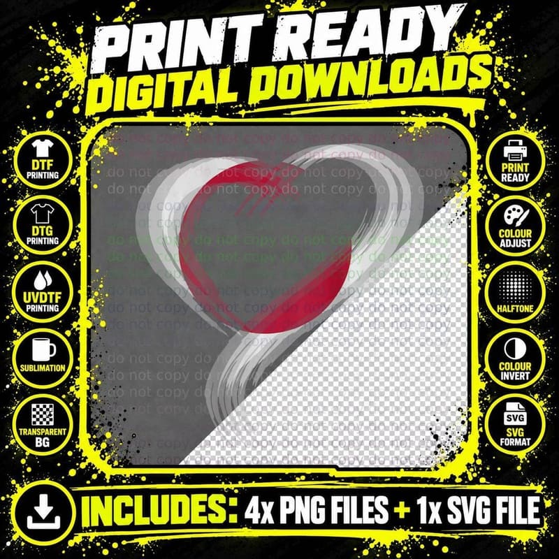 Trippy Heart Japanese Japan Flag Edm Music Raves Techno Png SVG Digital Bundle