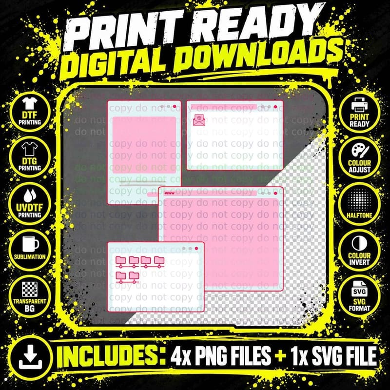 Vaporwave Aesthetic 90s Grunge Kawaii E-Girl Browser Png SVG Digital Bundle