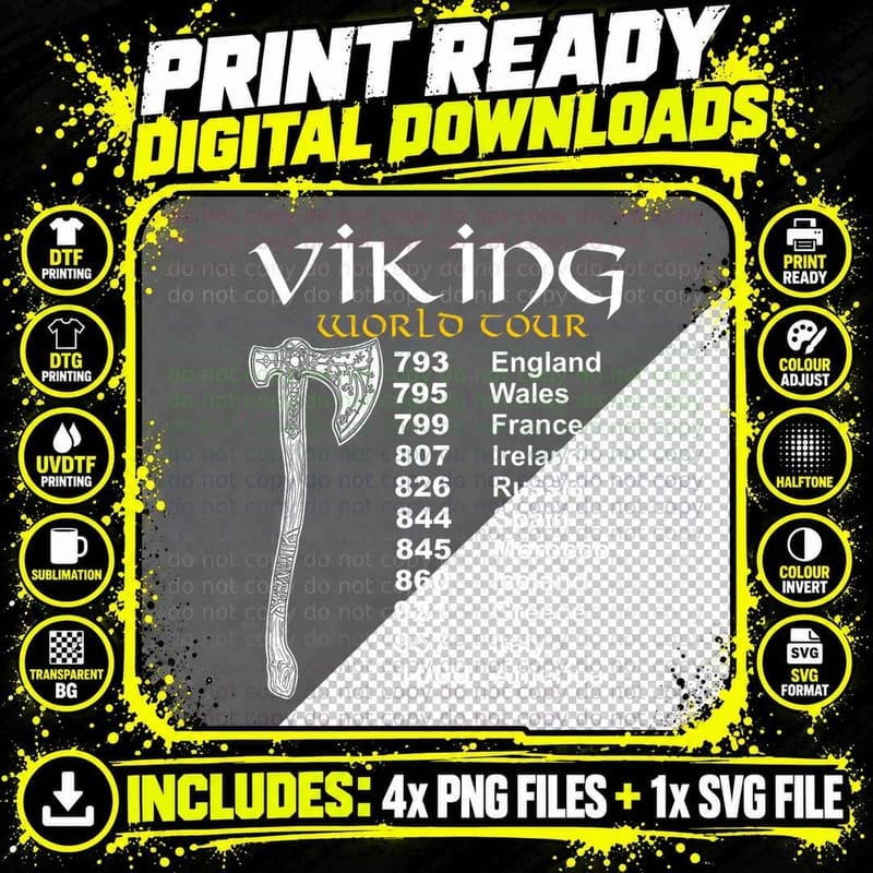 Viking World Tour T-Shirt Png SVG Digital Bundle