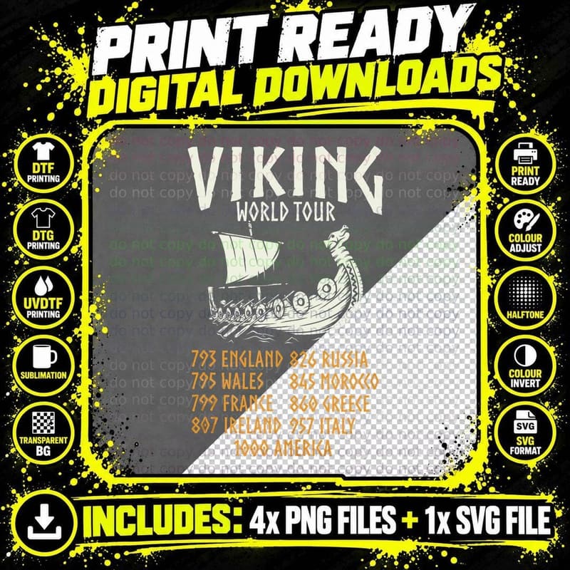Vikings Shirt Viking World Tour, Valknut Png SVG Digital Bundle