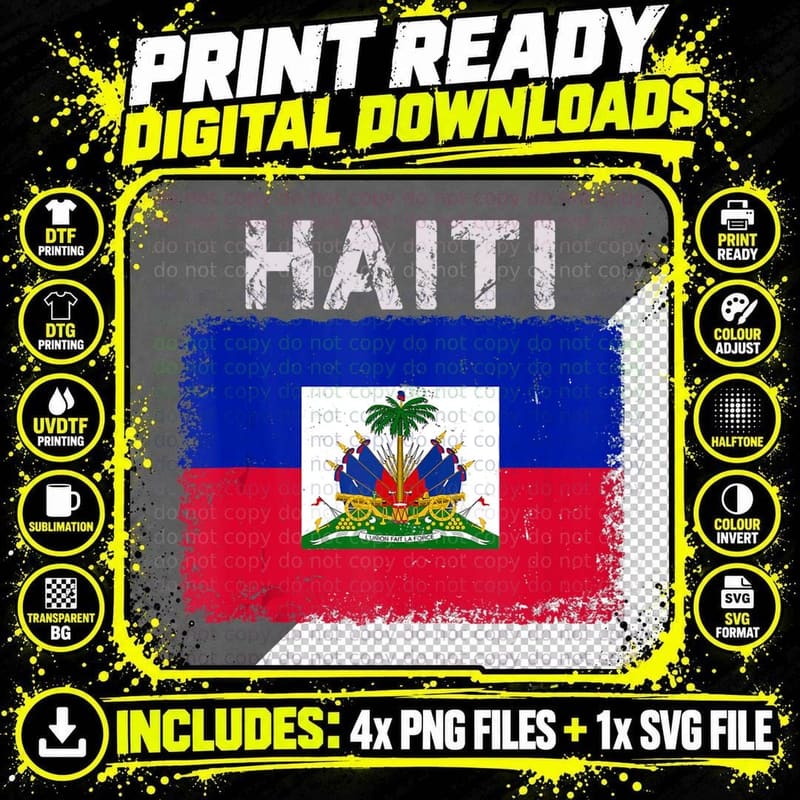 Vintage Grunge Haiti Flag Haitian Life Pride Haiti Png SVG Digital Bundle