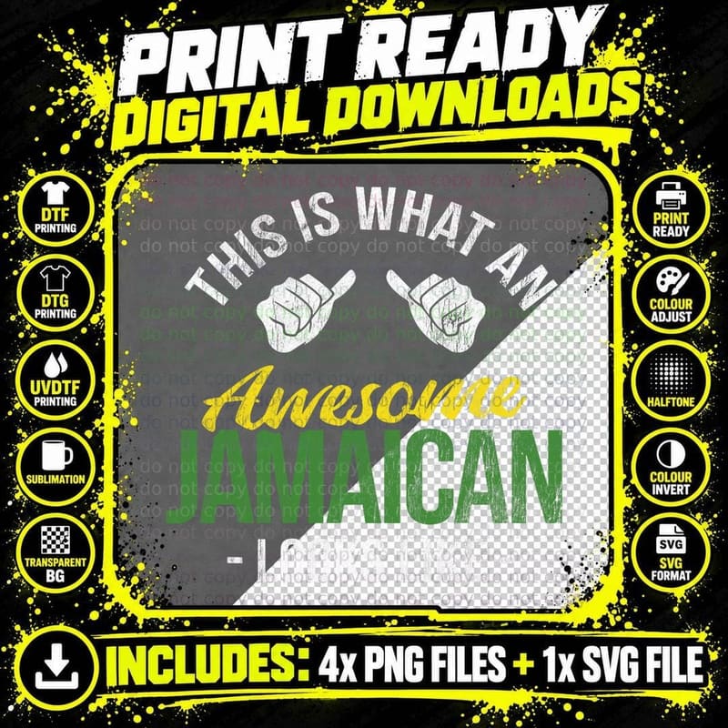 What an Awesome Jamaican Looks Rasta Flag Reggae Jamaica Png SVG Digital Bundle