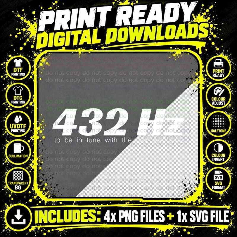 432 Hz Frequency Hertz T-Shirt, Nature-Inspired Apparel Png SVG Digital Bundle