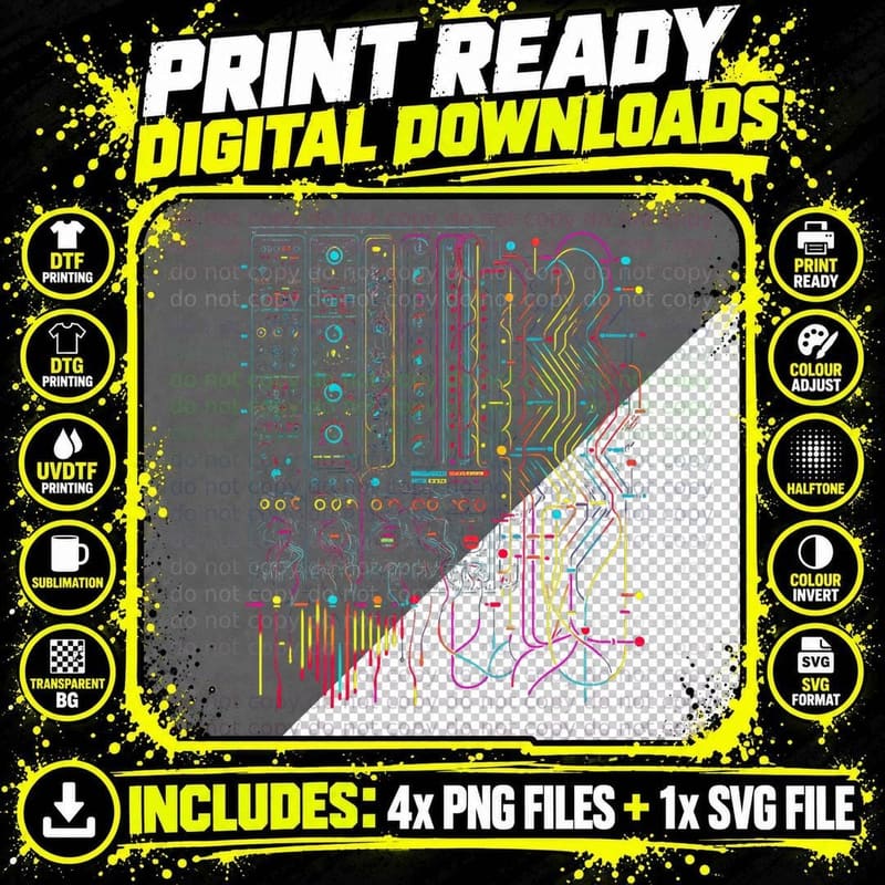 Analogue Synthesiser Electronic Music Modular Life Png SVG Digital Bundle