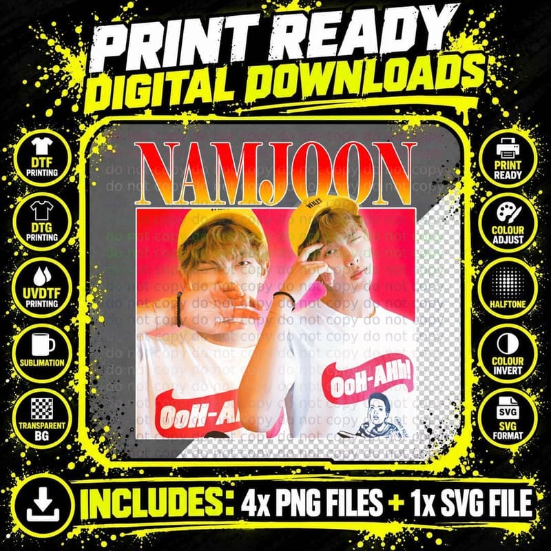 BTS Namjoon Ooh-Ahh T-Shirt, K-Pop Fashion Png SVG Digital Bundle