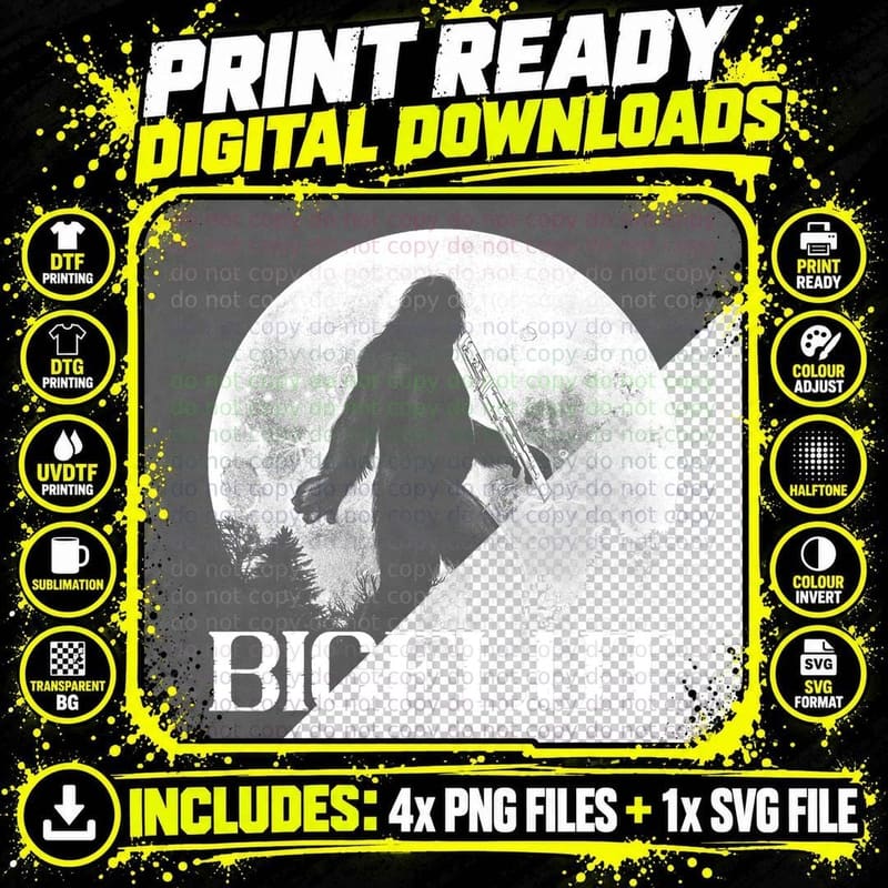 Big Foot Moon Flutist Music Instrument Flute Player Png SVG Digital Bundle