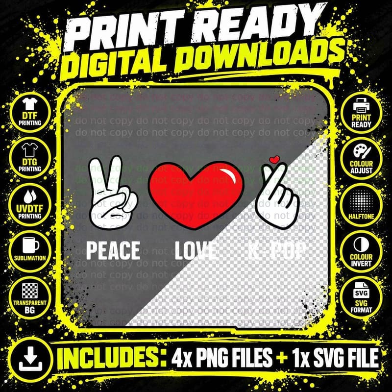 Cool K-Pop Art for Men Women K Pop Korean Music Lovers Png SVG Digital Bundle