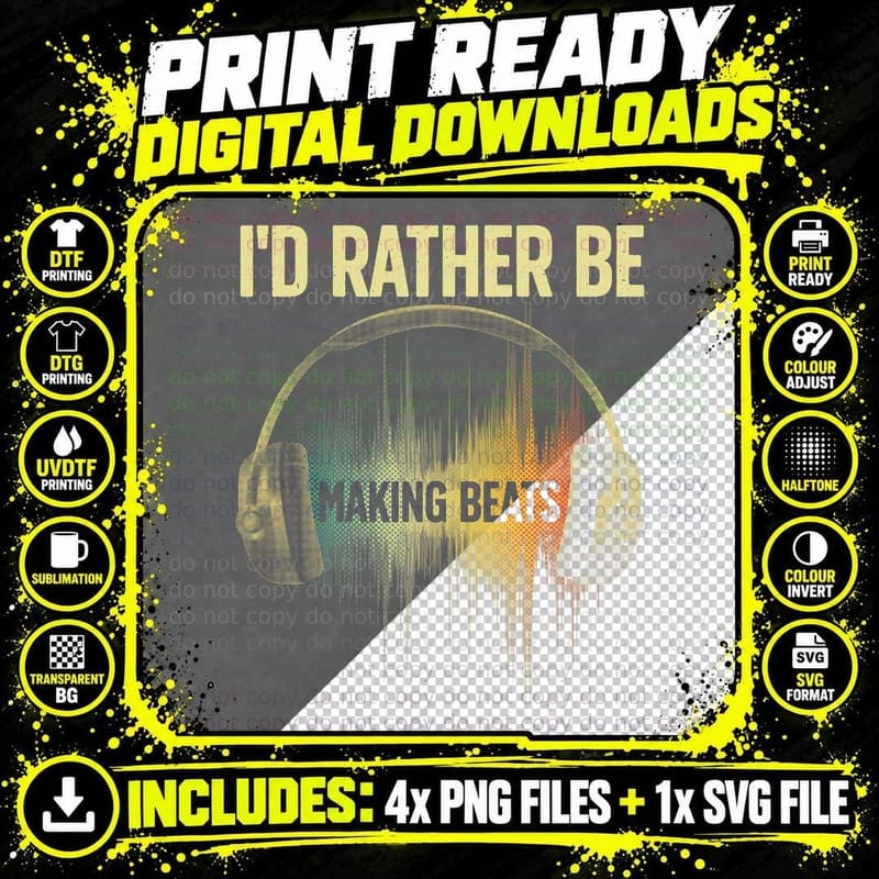 Cool Music Producer Art for Men Women Disc Jockey Beat Png SVG Digital Bundle
