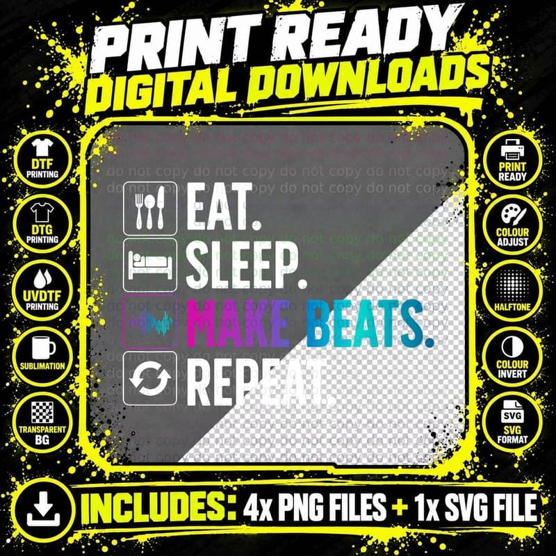Cool Music Producer for Men Women DJ Beatmaker EDM Png SVG Digital Bundle