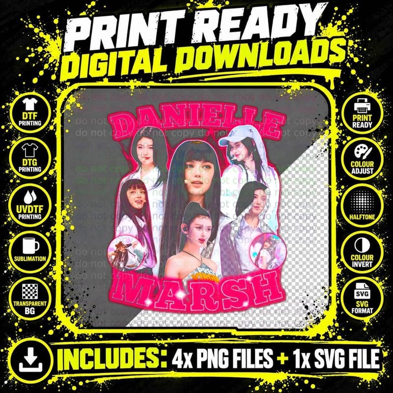 Danielle Marsh Pop Singer Female Pink Text Members Png SVG Digital Bundle
