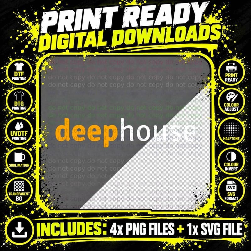 Deep House Music - EDM DJ Soulful T-Shirt Png SVG Digital Bundle