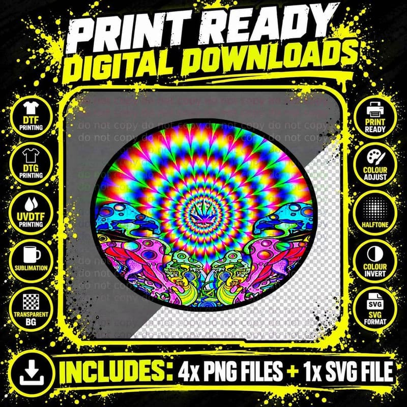 Edm Trippy Mushroom Dance Rave Music Festival T-Shirt Png SVG Digital Bundle