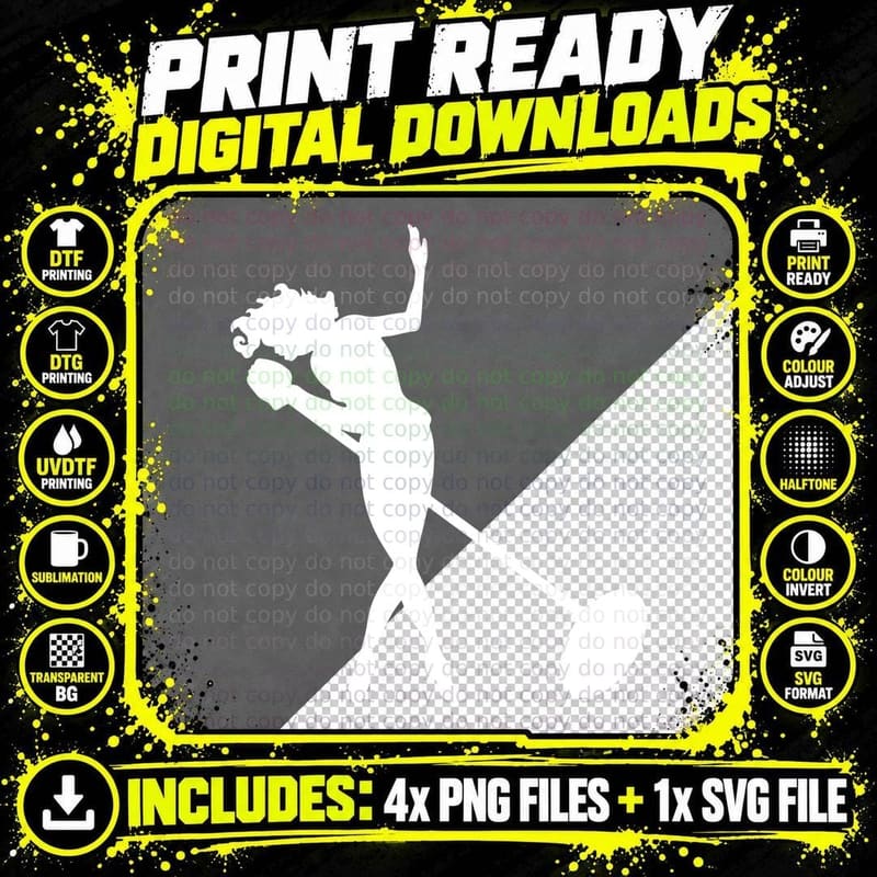Female Singer Silhouette Black Curly Hair Woman Leaning Png SVG Digital Bundle
