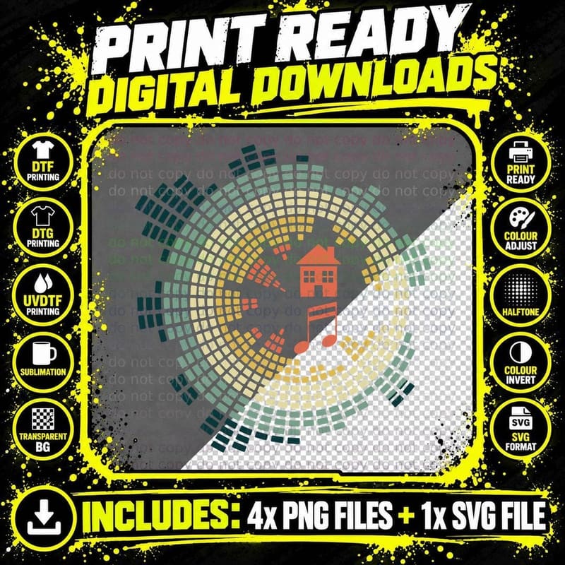 House Music T-Shirt, Music Lover Style Png SVG Digital Bundle