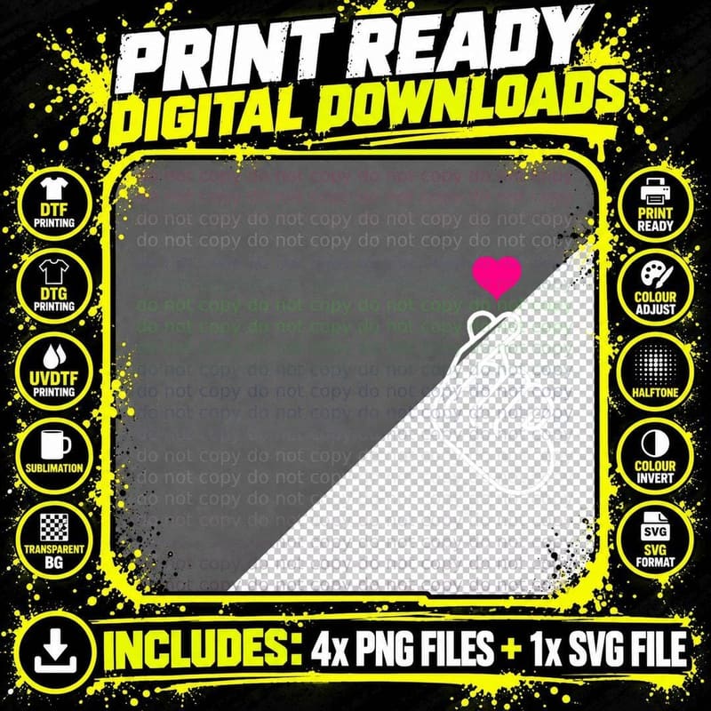 K-Pop - Korean Pop Music Heart Handy Symbol K-Drama Gift Png SVG Digital Bundle
