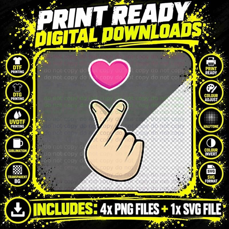 K-Pop Hand Symbol Kpop Heart Korean Love Music T-Shirt Png SVG Digital Bundle