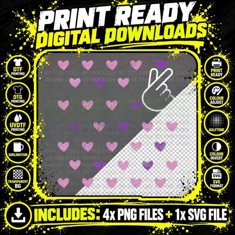 K-Pop Lover Finger Heart Shape Korean Pop Music Fan Gift Png SVG Digital Bundle