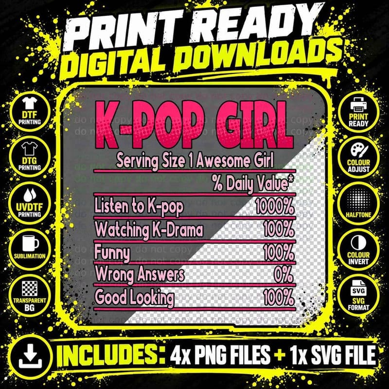 Kpop Girl Korean Pop Music Kpop T-Shirt Png SVG Digital Bundle