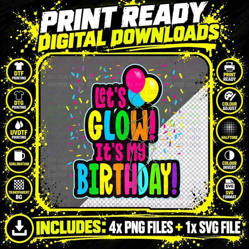 Let's Glow Crazy, in T-Shirt, Music Festival Great Tee Png SVG Digital Bundle