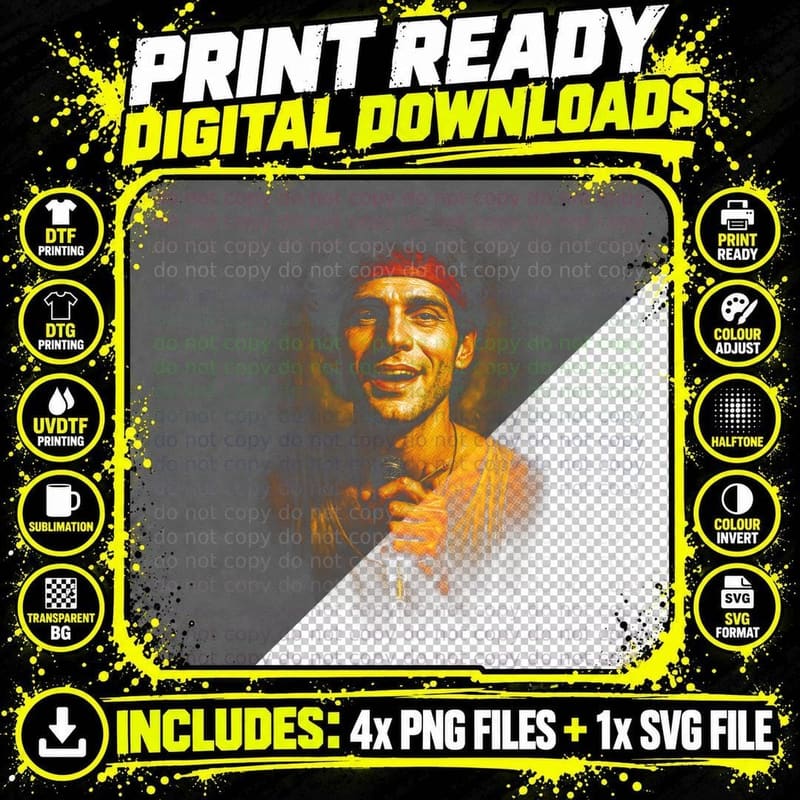 Live Singer T-Shirt, Halftone Musician Portrait Graphic Png SVG Digital Bundle