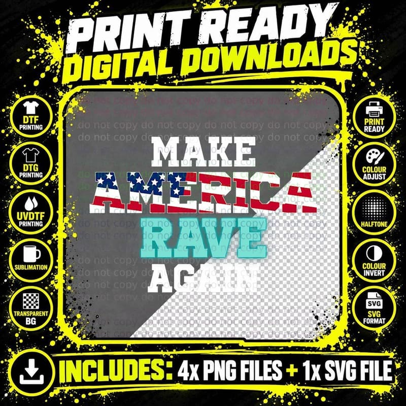 Make America Rave Again EDM Music Lover T-Shirt Png SVG Digital Bundle