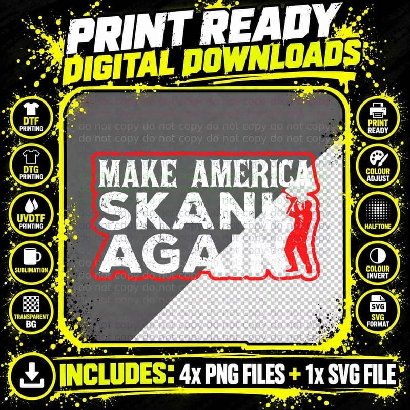 Make America Skank Again Cool Horn Brass Ska Music Png SVG Digital Bundle