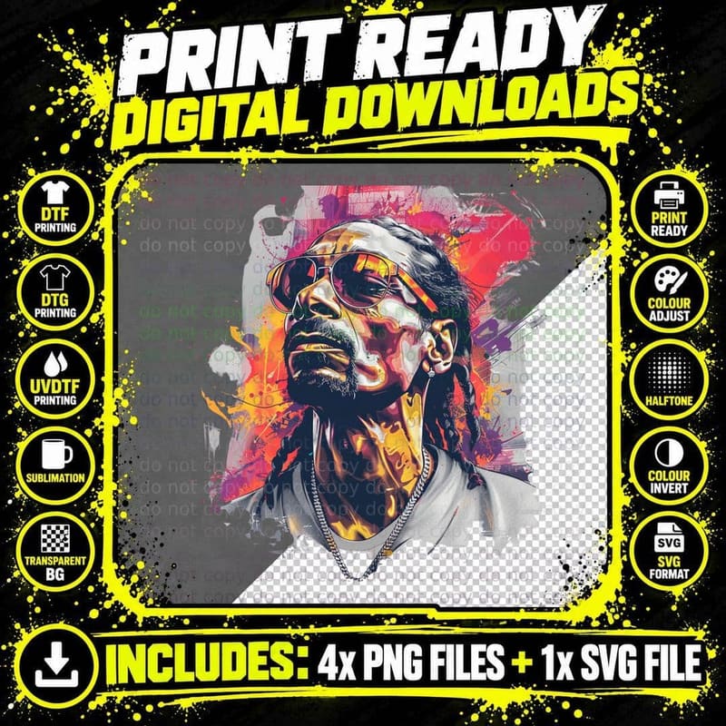 Male Rapper with Braids and Cap Aviator Sunglasses Png SVG Digital Bundle