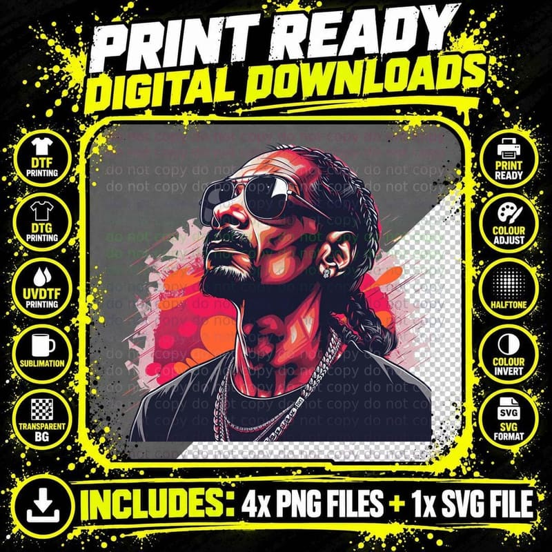 Male Rapper with Braids and Sunglasses Cornrow Aviator Png SVG Digital Bundle