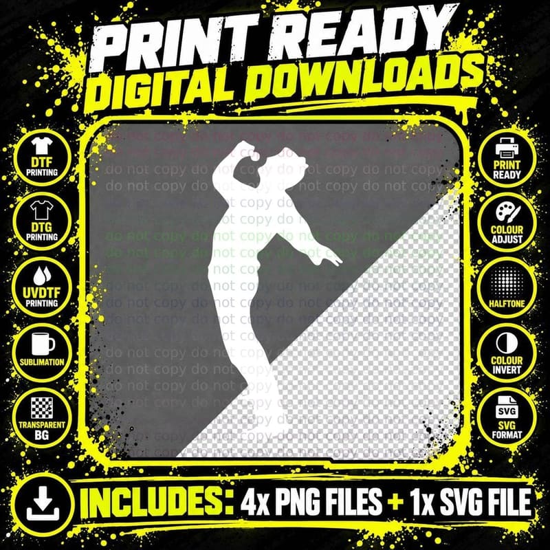 Male Singer Silhouette Black Man Head Tilted Back Mic Png SVG Digital Bundle