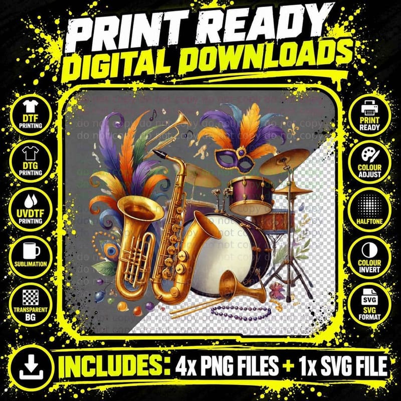 Mardi Gras Music Festival Mardi Gras T-Shirt Png SVG Digital Bundle