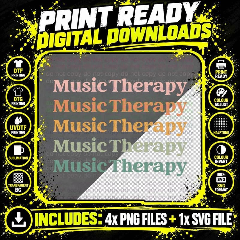Music Therapy, Music Therapist Appreciation T-Shirt Png SVG Digital Bundle