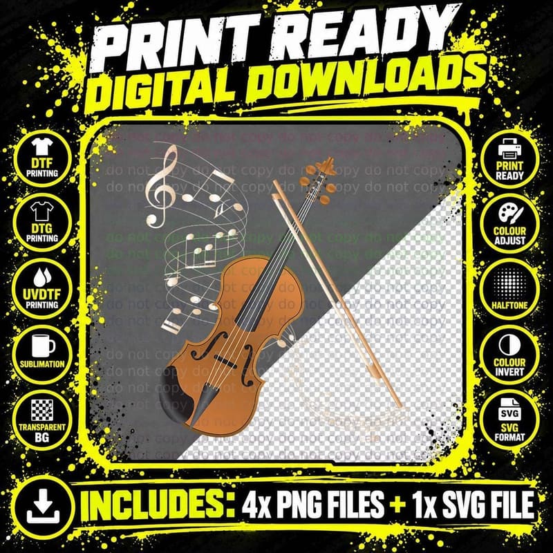 Orchestra Violin Player Gift Musical Instrument Violin Png SVG Digital Bundle