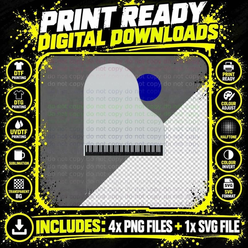 Piano & Rain T-Shirt Png SVG Digital Bundle