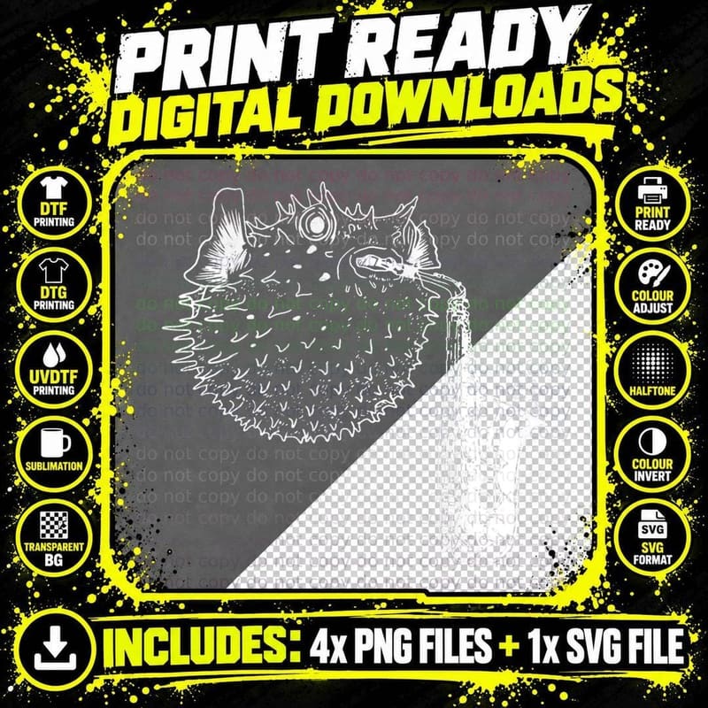 Puffer Fish Playing Saxophone, Swimming Enthusiast Gift Png SVG Digital Bundle