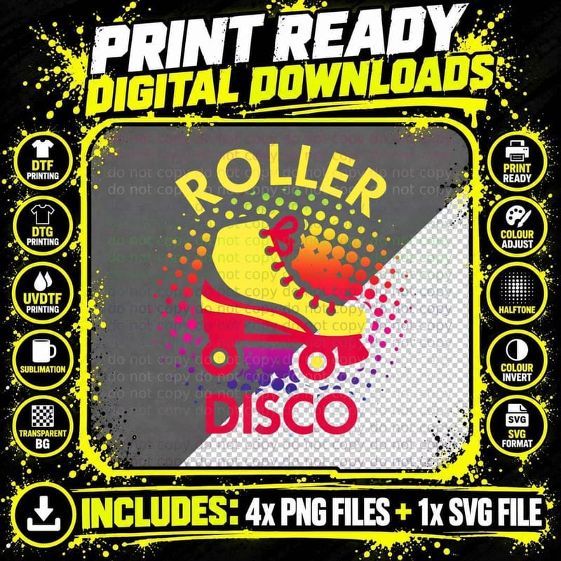Roller Disco Awesome Disco T-Shirt Png SVG Digital Bundle
