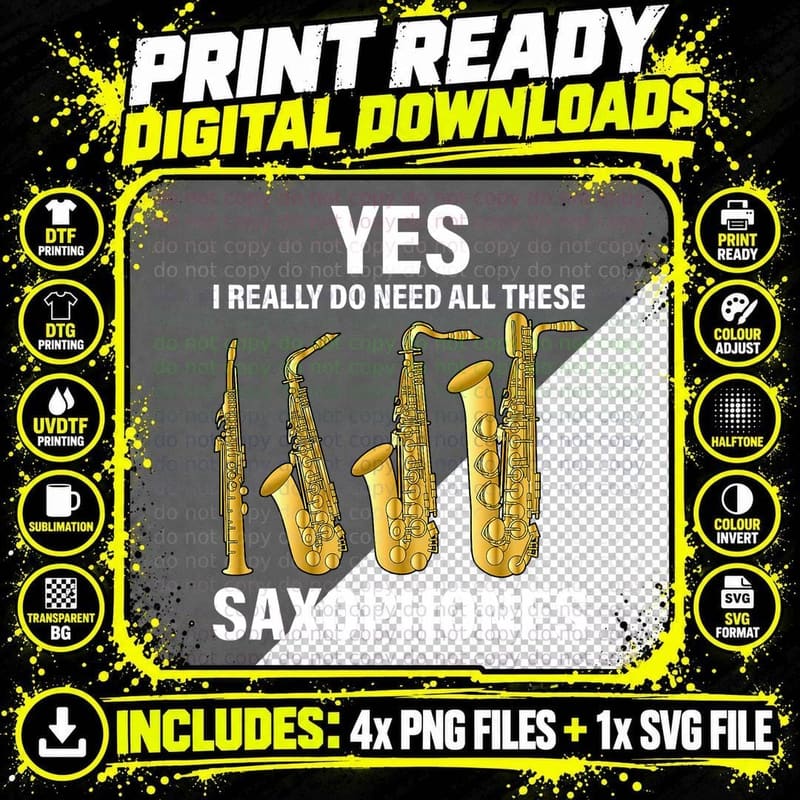 Saxophone Player Music Instrument Jazz Musician Png SVG Digital Bundle