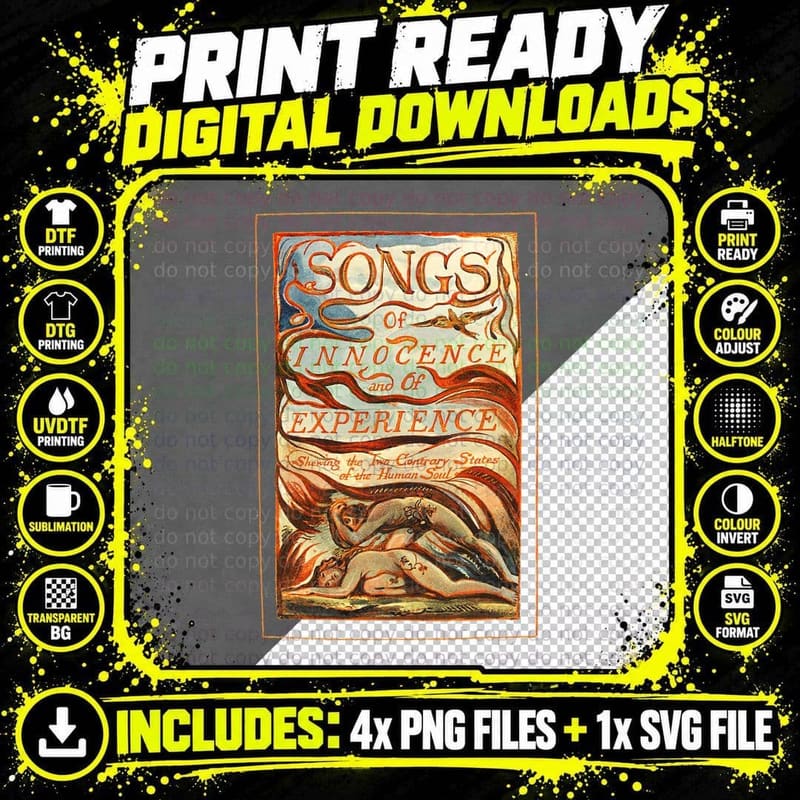 Songs of Innocence and Experience William Blake Art Png SVG Digital Bundle