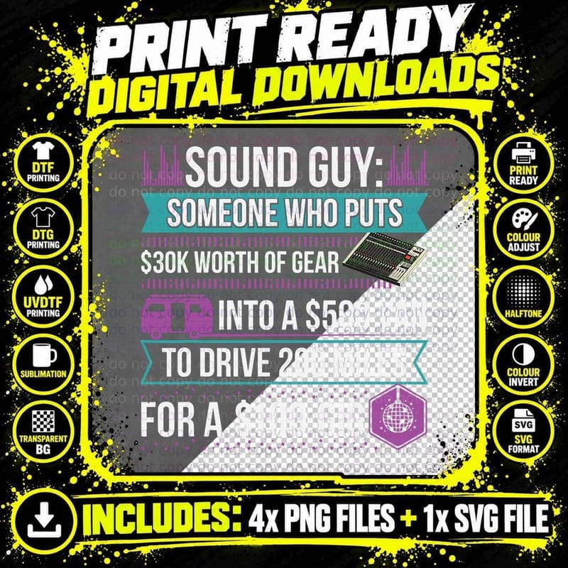 Sound Engineer - DJ Audiophile Music Producer Sound Guy Png SVG Digital Bundle