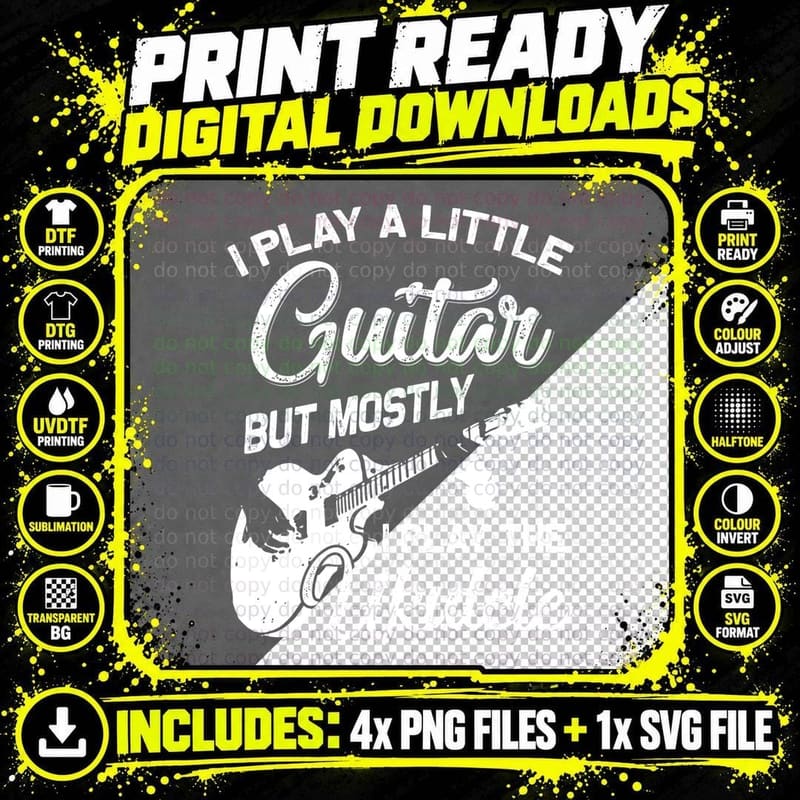 Ukulele Player T-Shirt, Musician Style Png SVG Digital Bundle