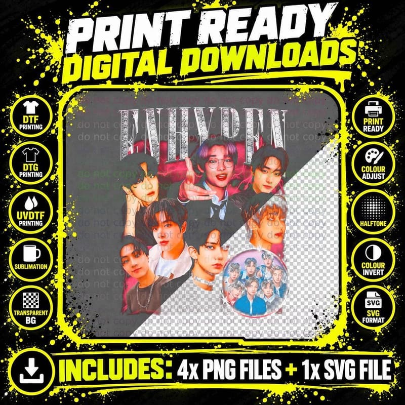Bts Away in K-Pop Members Red Pink Halftone T-Shirt Png SVG Digital Bundle