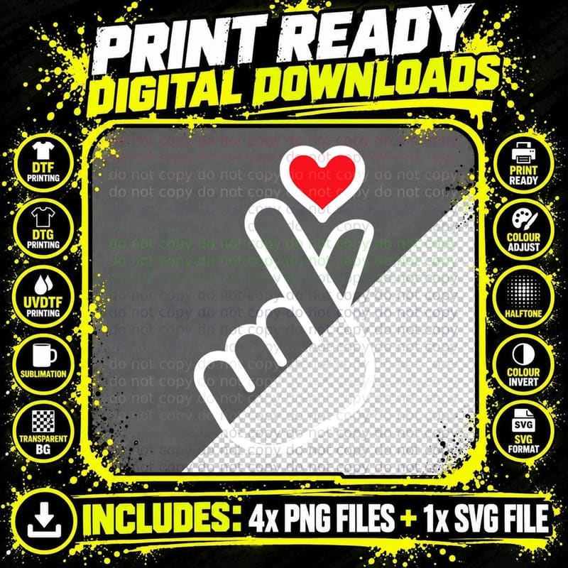 Finger Heart Shape Cute Asian Kpop Style Finger Shape Png SVG Digital Bundle