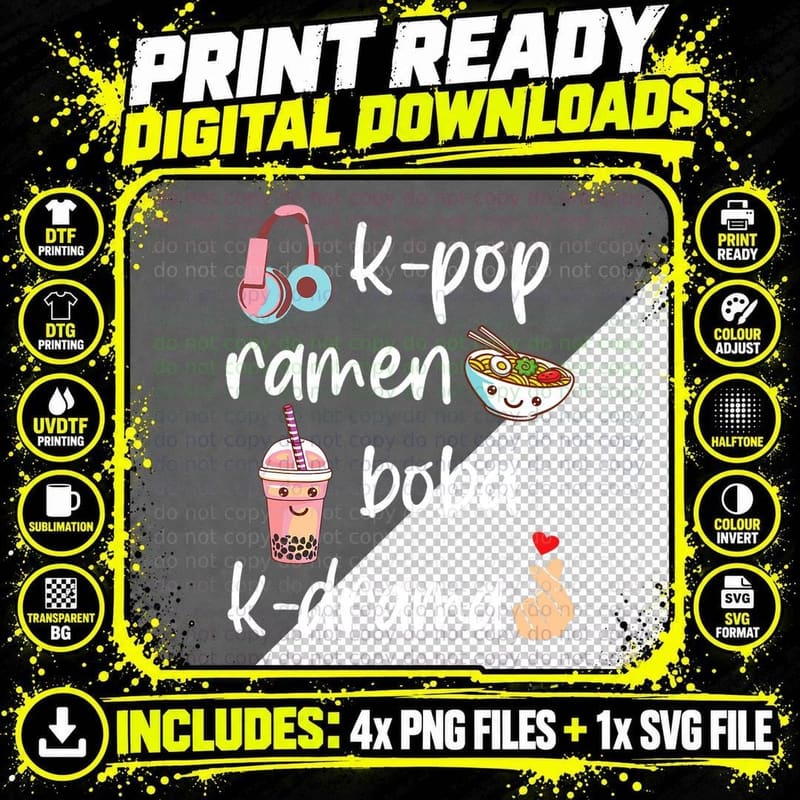 K-Pop Fashion for Fans of Korean K-Drama & K-Pop Png SVG Digital Bundle