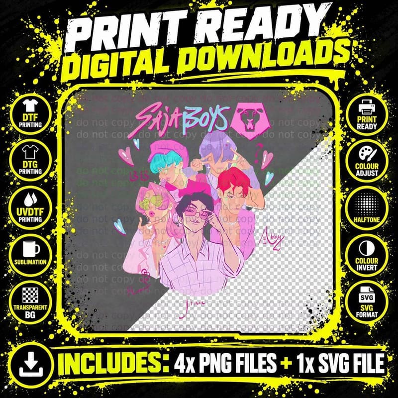 Super Girls Boys T-Shirt, K-Pop Aesthetic Png SVG Digital Bundle