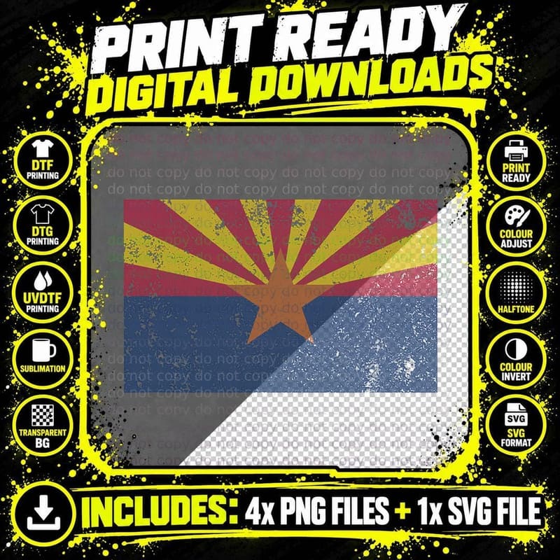 Arizona Flag the Grand Canyon State Phoenix T-Shirt Png SVG Digital Bundle